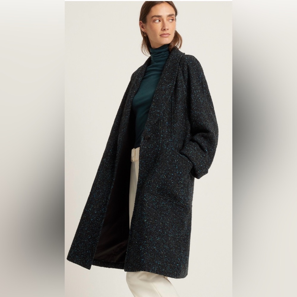 Club Monaco Black Coat with Blue Flecking